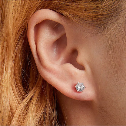 925 Sterling Silver Cubic Zircon Stud Earrings - TEA LU SHOP