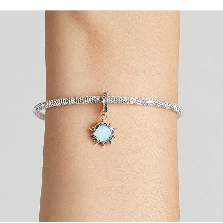 925 Sterling Silver Opal Sun Charms - TEA LU SHOP