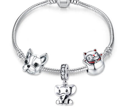 925 Sterling Silver Elephant Pendant Bracelet - TEA LU SHOP