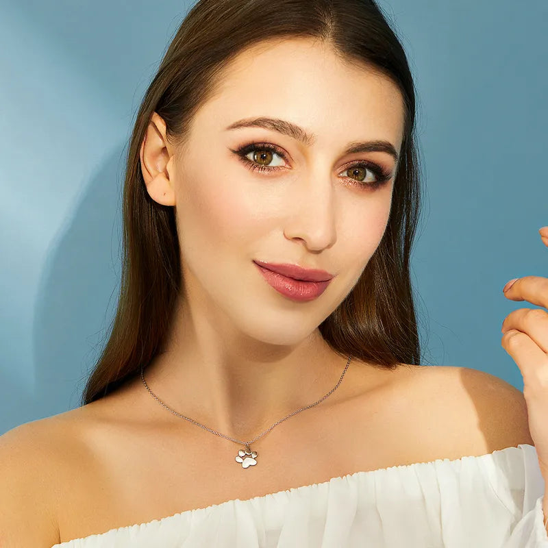 925 Sterling Silver Cat Paw Necklace - TEA LU SHOP