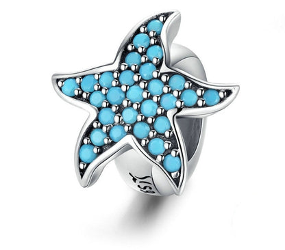 925 Sterling Silver Blue Starfish Stopper - TEA LU SHOP