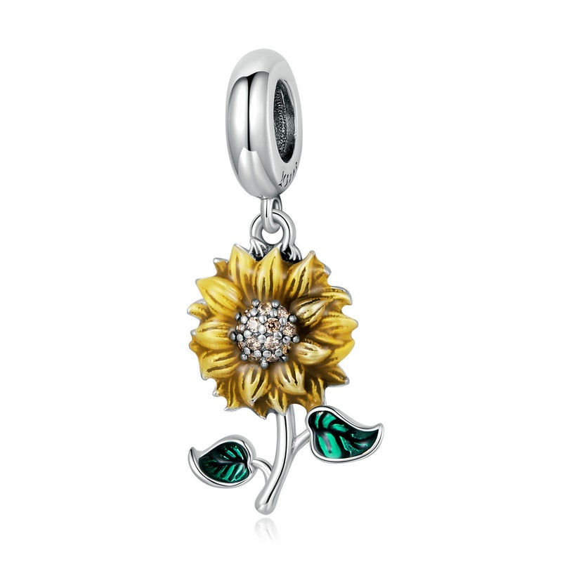 925 Sterling Silver Sunflower Charms - TEA LU SHOP