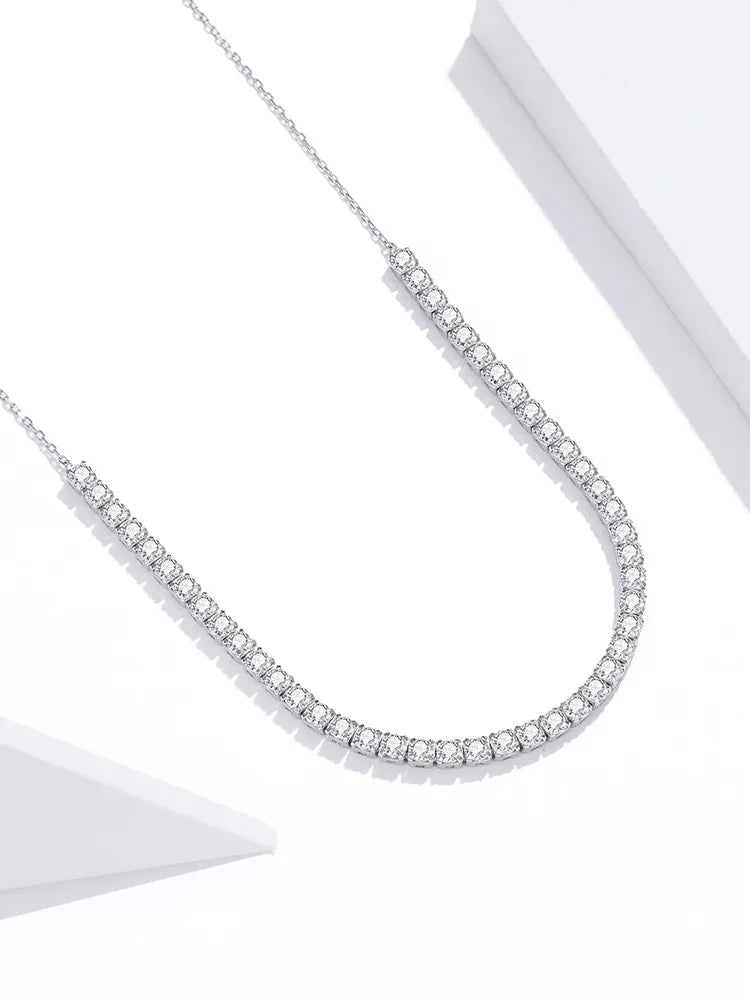 925 Sterling Silver Round Cubic Zircon Necklace - TEA LU SHOP