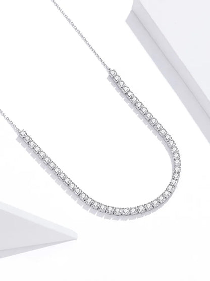 925 Sterling Silver Round Cubic Zircon Necklace - TEA LU SHOP