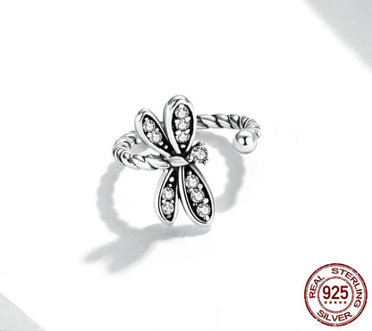 925 Sterling Silver Dragonfly Ear Cuff - TEA LU SHOP