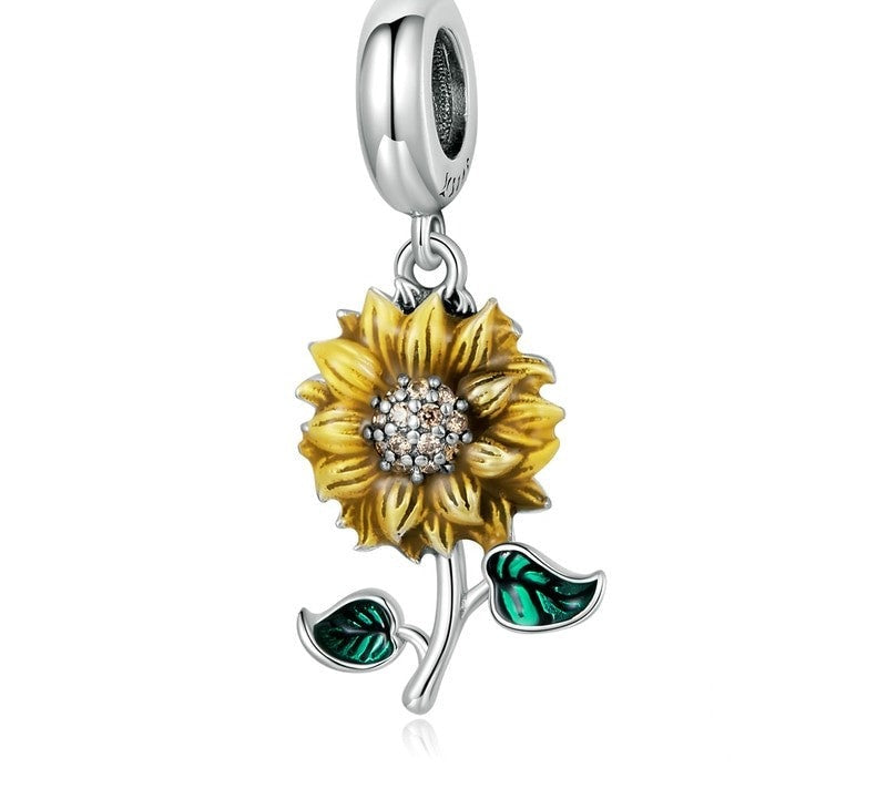 925 Sterling Silver Sunflower Charms - TEA LU SHOP