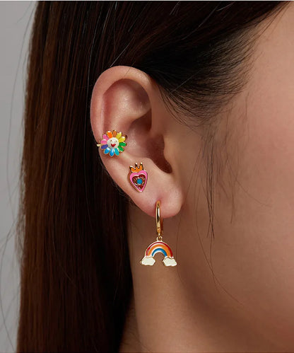 925 Sterling Silver Enamel Rainbow Earrings - TEA LU SHOP