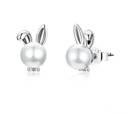 925 Sterling Silver Cute Bunny Earrings - TEA LU SHOP