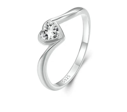 925 Sterling Silver Heart-shaped Moissanite Solitaire Engagement Ring - Shine Bright Store
