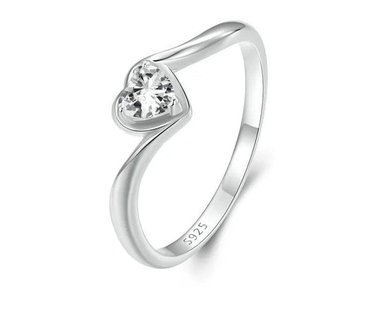 925 Sterling Silver Heart-shaped Moissanite Solitaire Engagement Ring - Shine Bright Store