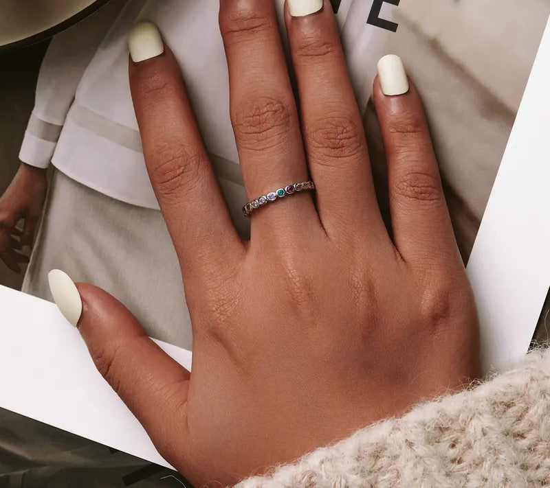 925 Sterling Silver Multicolor Zircon Rings - TEA LU SHOP
