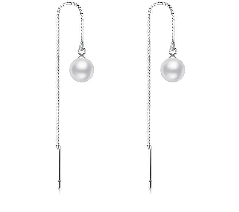 925 Sterling Silver Elegant Long Tassel Drop Earrings - TEA LU SHOP