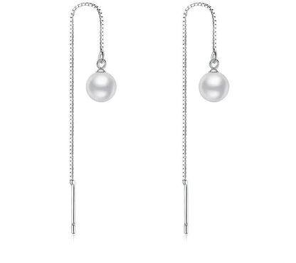 925 Sterling Silver Elegant Long Tassel Drop Earrings - TEA LU SHOP