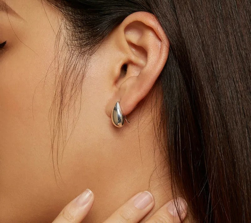 925 Sterling Silver Glossy Waterdrop Earrings - TEA LU SHOP