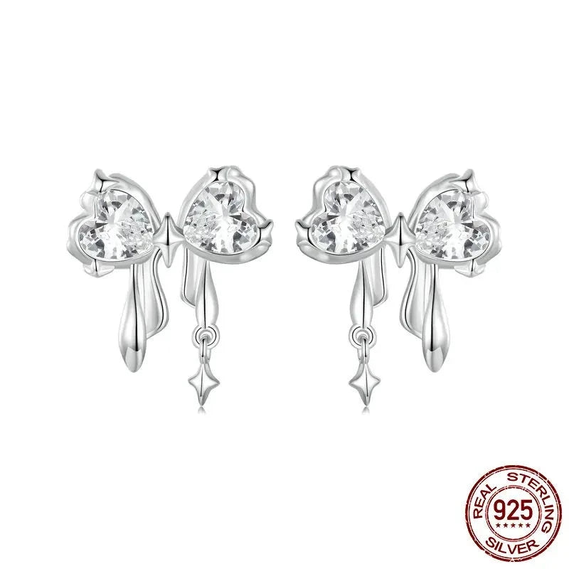 925 Sterling Silver Bow Earrings
