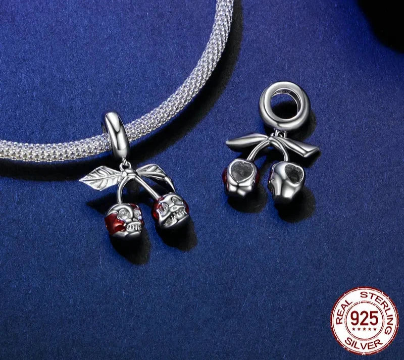 925 Sterling Silver Cherry Skull Pendant