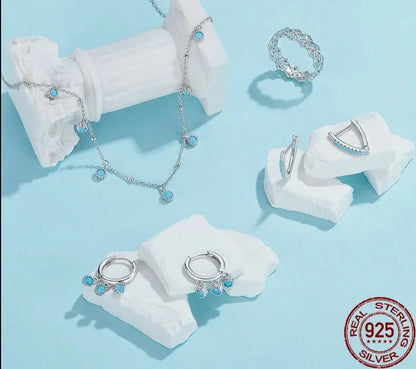 925 Sterling Silver Turquoise Bead Necklace