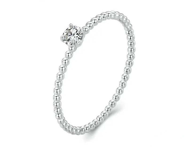 925 Sterling Silver Stackable Moissanite Beads Ring - Shine Bright Store