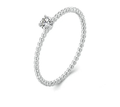 925 Sterling Silver Stackable Moissanite Beads Ring - Shine Bright Store