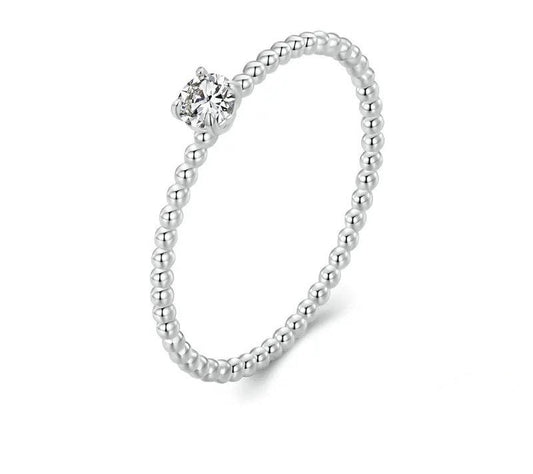 925 Sterling Silver Stackable Moissanite Beads Ring - Shine Bright Store