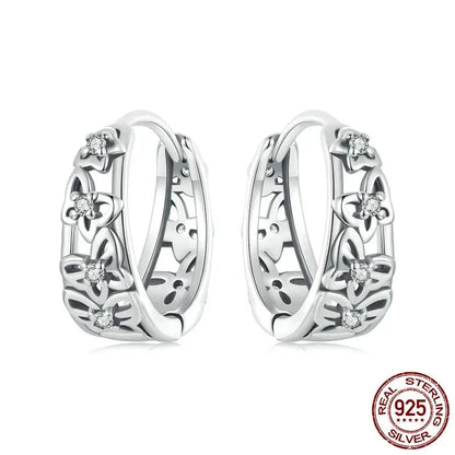 925 Sterling Silver Hollowed Butterfly Hoop Earrings