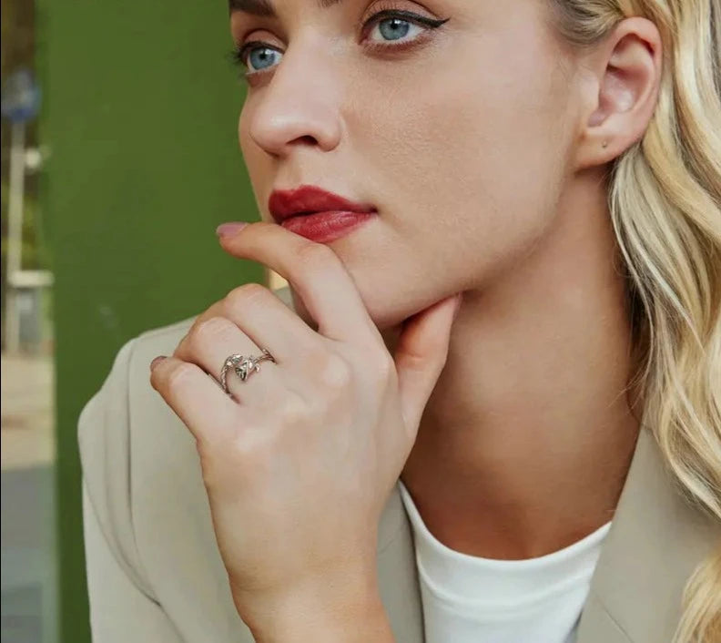 Vintage Rose Snake Open Ring