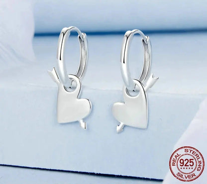 925 Sterling Silver Heart Hoop Earrings