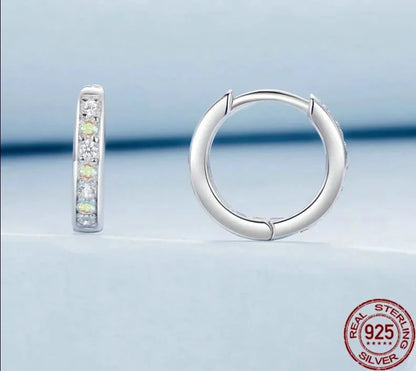 Rainbow Zircons Huggie Hoop Earrings