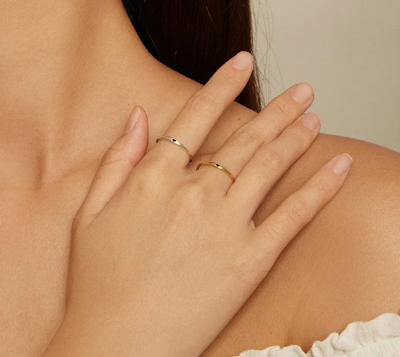 925 Sterling Silver Simple Carve Heart Ring - TEA LU SHOP