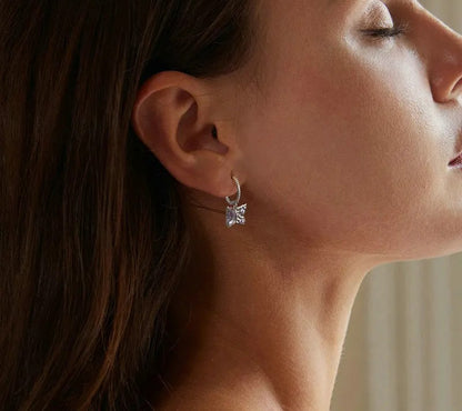 925 Sterling Silver Zircon Butterfly Hoop Earrings - Shine Bright Store