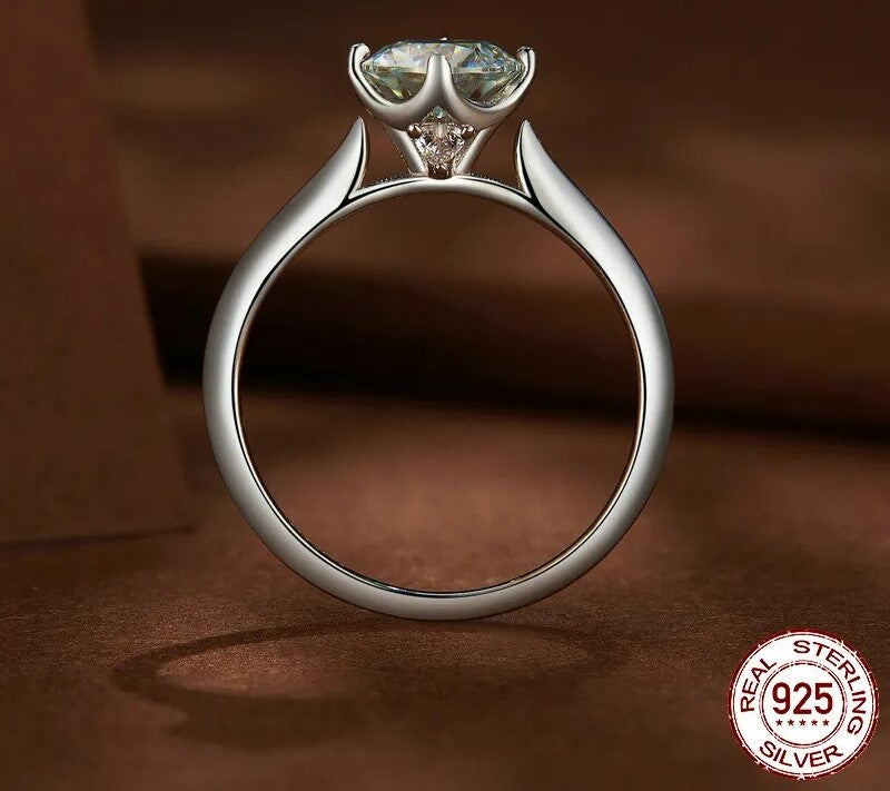 925 Sterling Silver Moissanite Ring - TEA LU SHOP