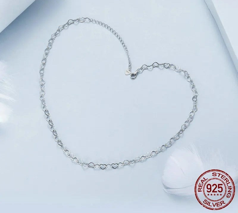 925 Sterling Silver Heart Necklace - TEA LU SHOP