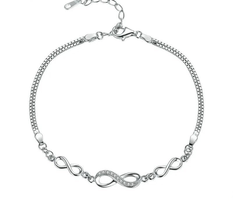 925 Sterling Silver Infinity Love Bracelet - TEA LU SHOP