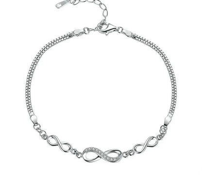 925 Sterling Silver Infinity Love Bracelet - TEA LU SHOP