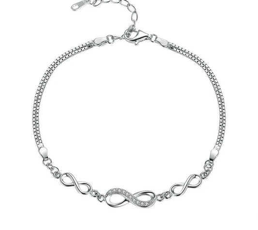 925 Sterling Silver Infinity Love Bracelet - TEA LU SHOP