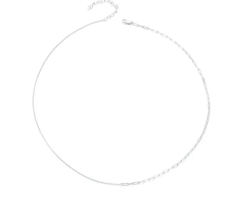 925 Sterling Silver White Gold Plated Simple Necklace - Shine Bright Store