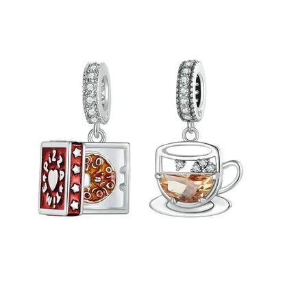 925 Sterling Silver Pizza/Coffee Pendant
