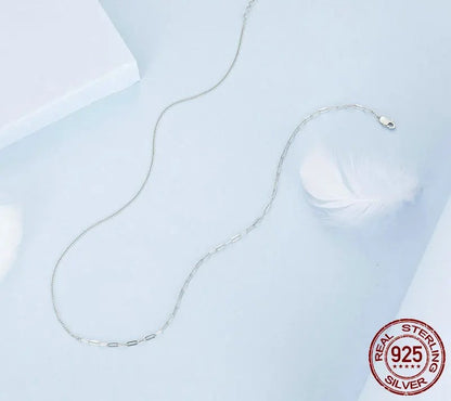 925 Sterling Silver White Gold Plated Simple Necklace - Shine Bright Store