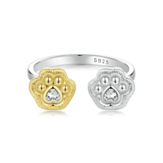 925 Sterling Silver Paw Open Ring