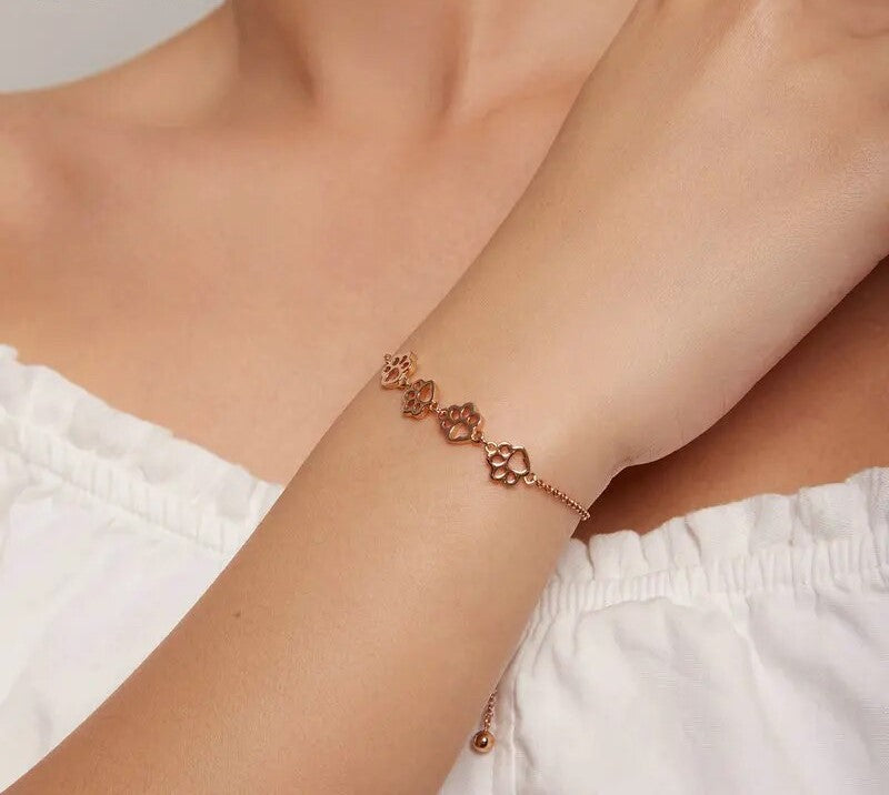925 Sterling Silver Cute Pet Paw Bracelet - TEA LU SHOP