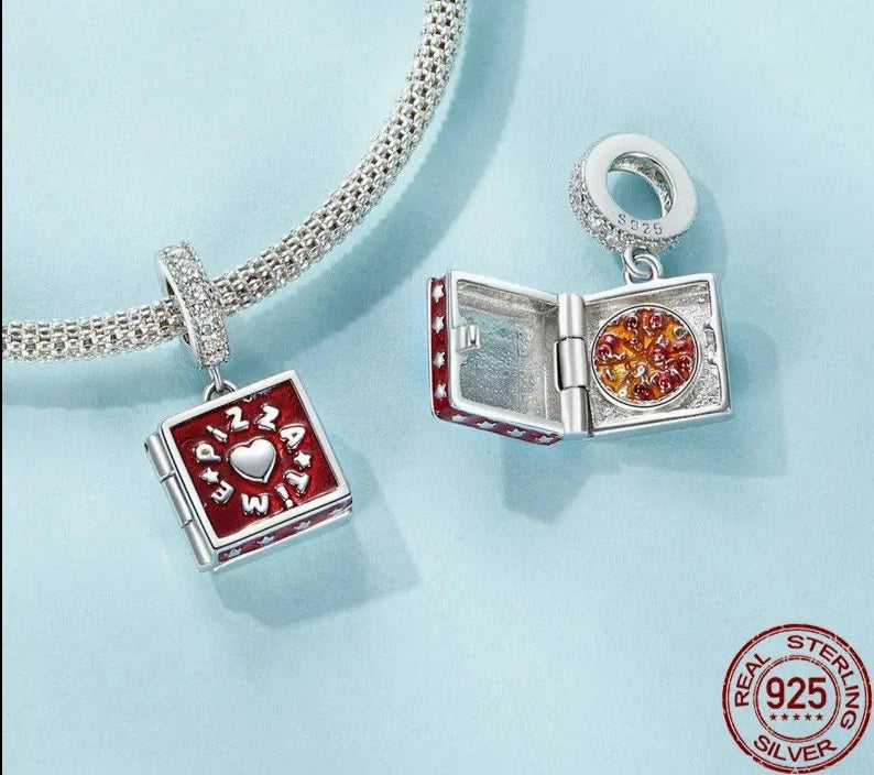 925 Sterling Silver Pizza/Coffee Pendant