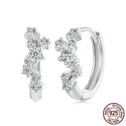 925 Sterling Silver Shiny Starry Ear Buckles