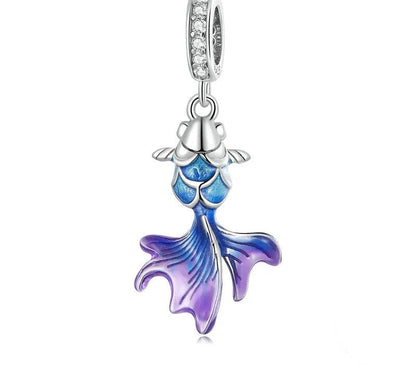 925 Sterling Silver Blue Lucky Carp Pendant - TEA LU SHOP