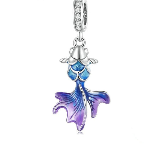 925 Sterling Silver Blue Lucky Carp Pendant - TEA LU SHOP