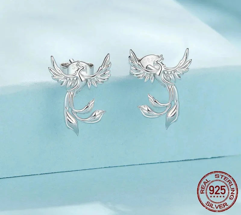 925 Sterling Silver Phoenix Stud Earrings