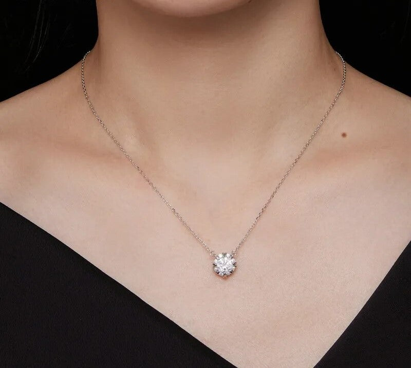 925 Sterling Silver Moissanite Necklace - TEA LU SHOP