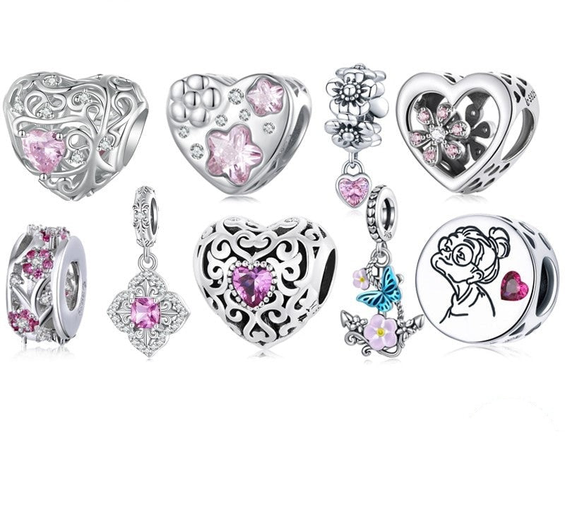925 Sterling Silver Love Heart Charms - TEA LU SHOP