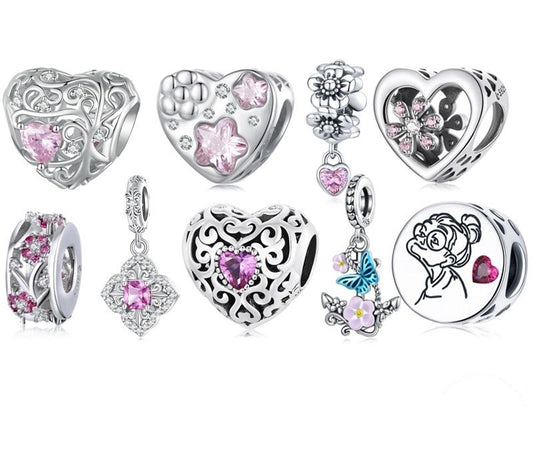 925 Sterling Silver Love Heart Charms - TEA LU SHOP