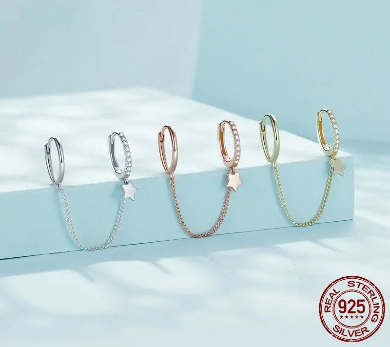 925 Sterling Silver Double Hoop Earrings - TEA LU SHOP