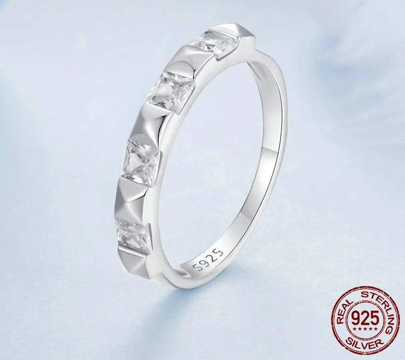 925 Sterling Silver Sparkling Zircon Stackable Ring - Shine Bright Store